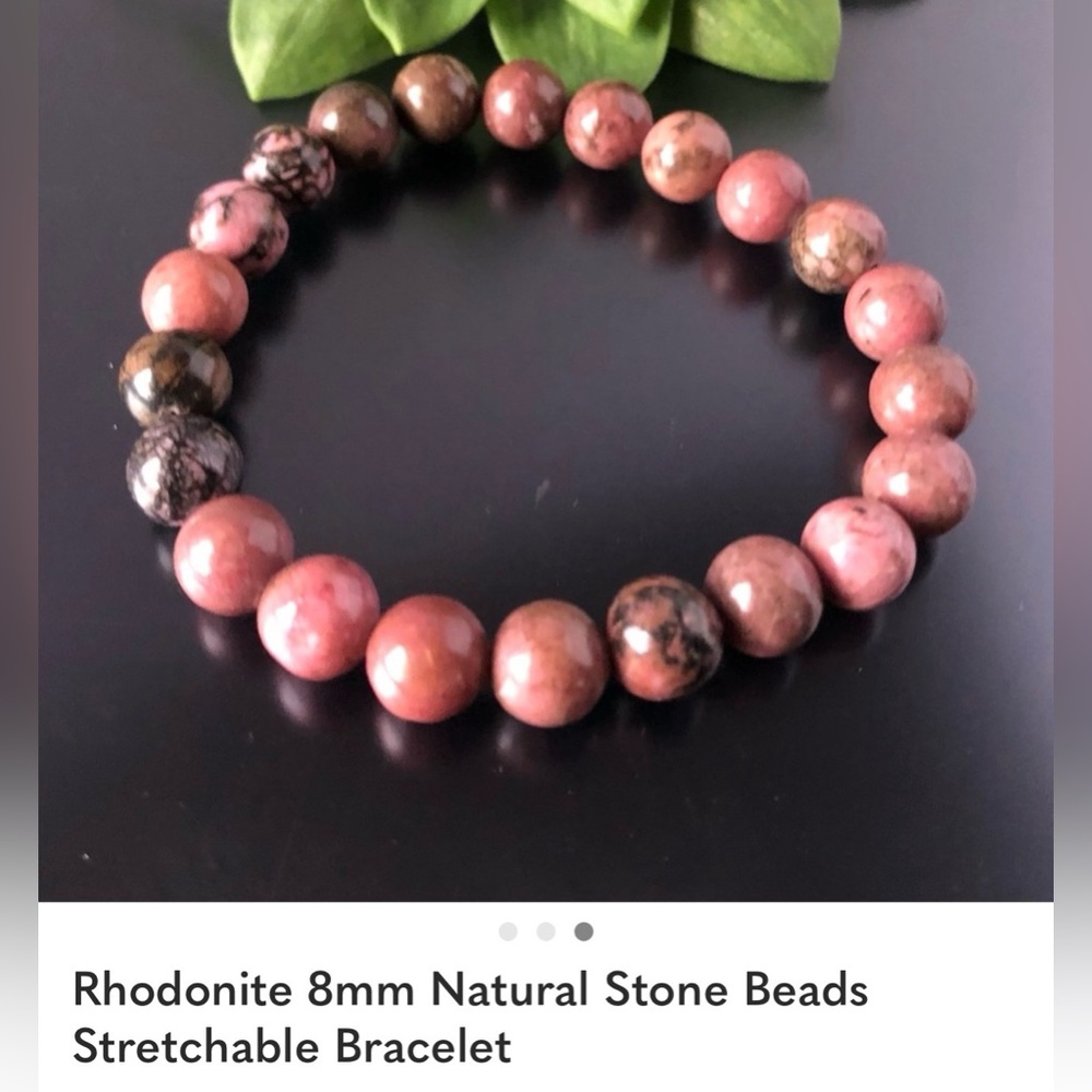 Pink and Brown Rhodonite Beaded Bracelet